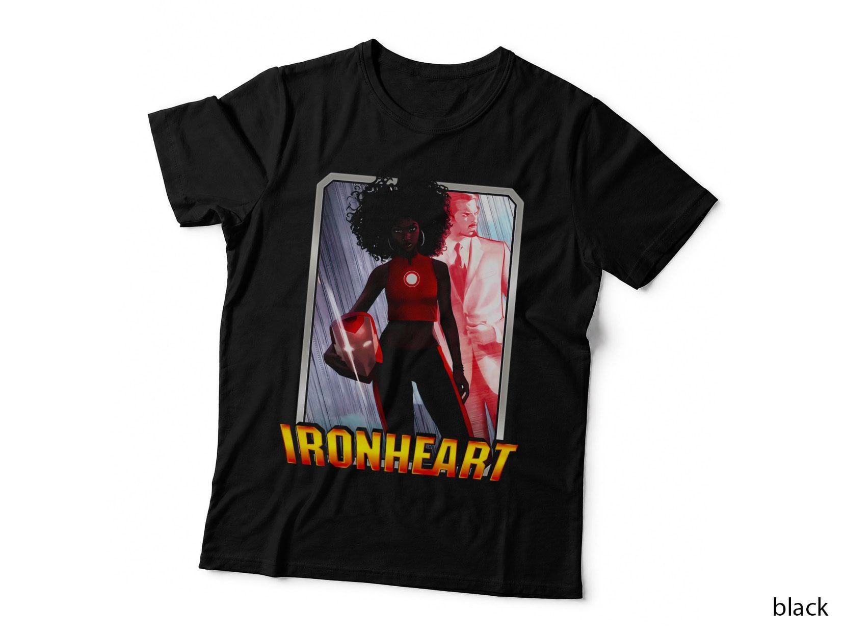Ironheart Red White Distressed Halftone Character Profile T-Shirt