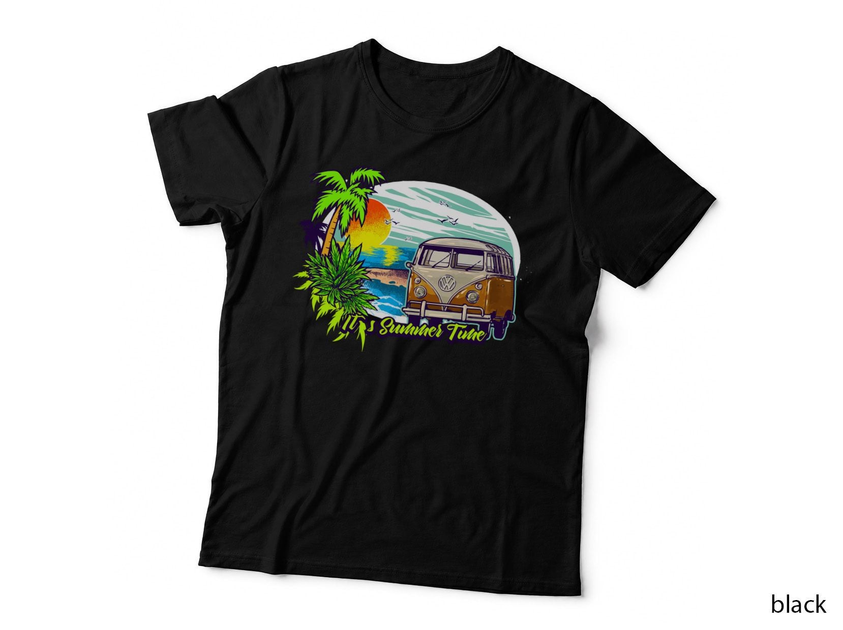Its Summer Time It's Van Palm Retro Beach T-Shirt