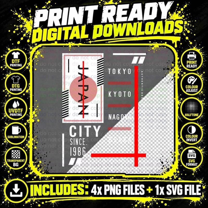 Japan Cities Tokyo Kyoto Nagoya City Since 1986 Osaka Png SVG Digital Bundle