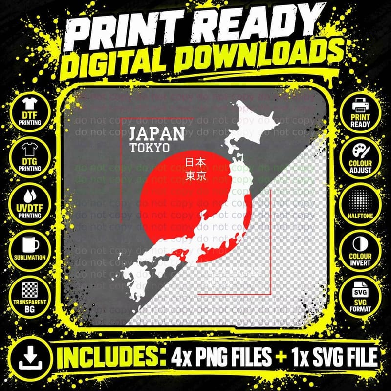 Japan Tokyo Superior Urban Brand Produced by Circuit Map Png SVG Digital Bundle