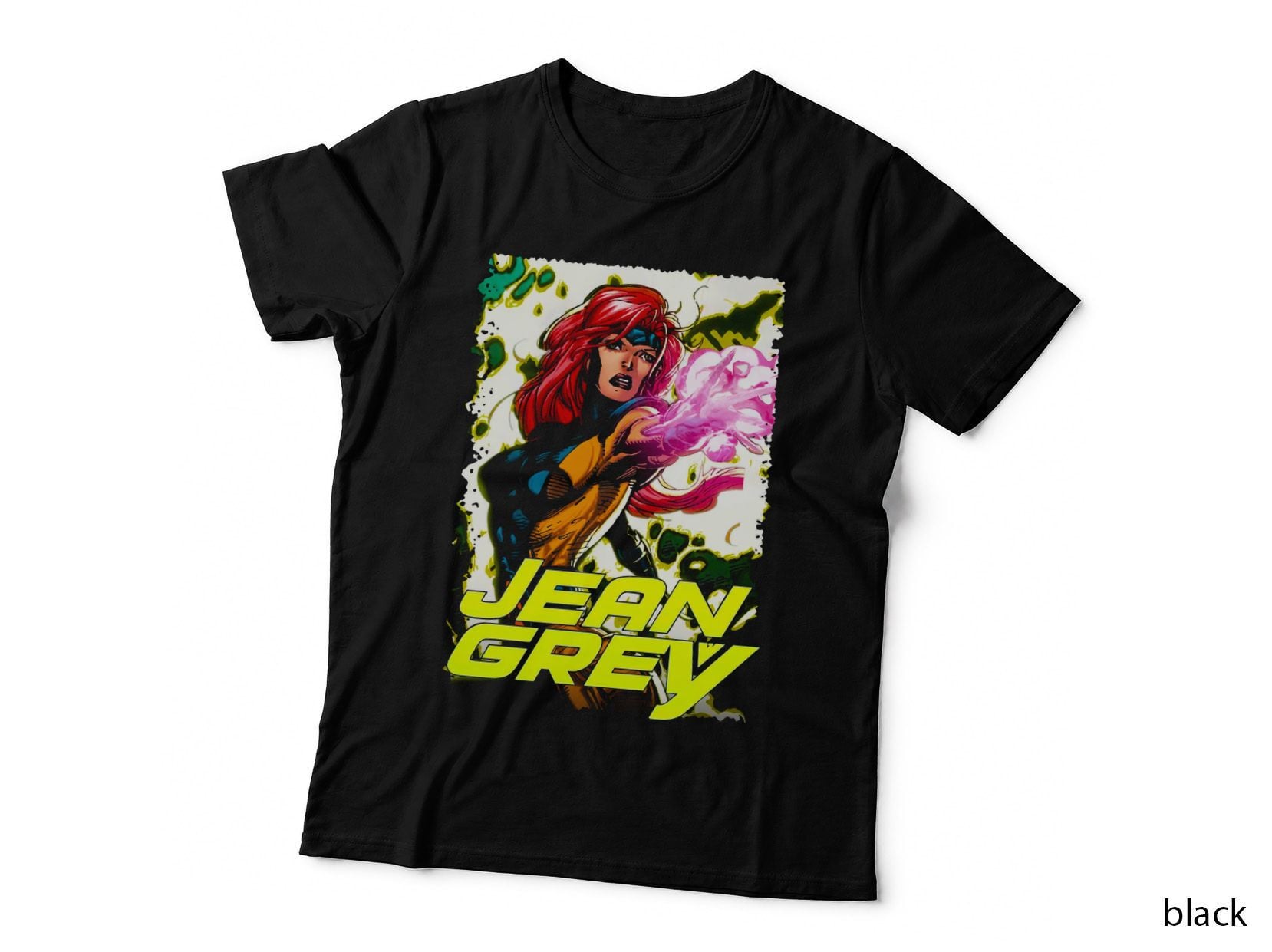 Jean Grey Female Red Hair Yellow Halftone Retro T-Shirt