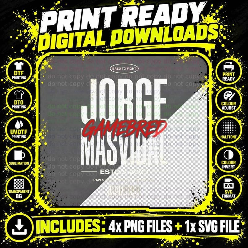 Jorge Masvidal Bred to Fight Gamebred Estd 2003 Raw Png SVG Digital Bundle