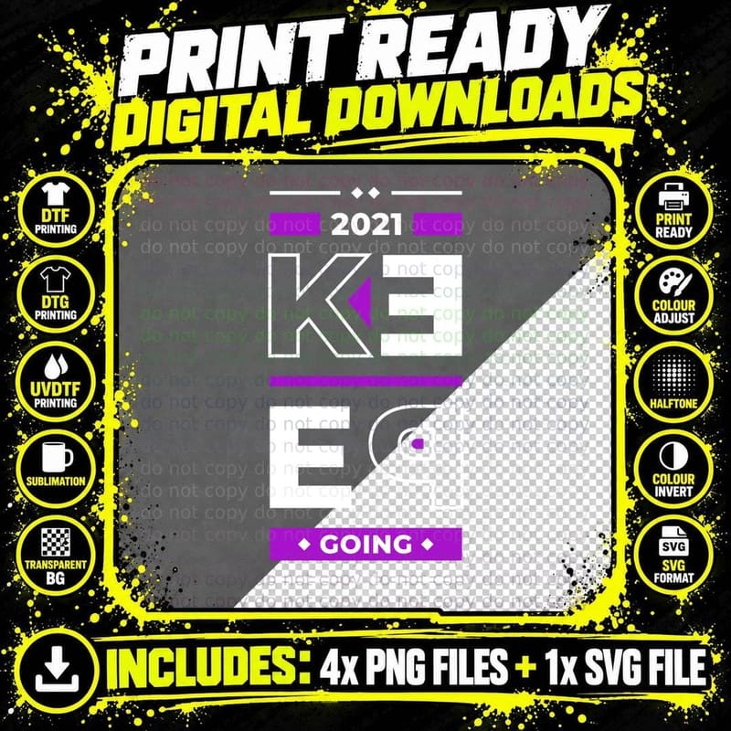Keep Going 2021 Ke Eq Magenta Purple Text Motivational Png SVG Digital Bundle