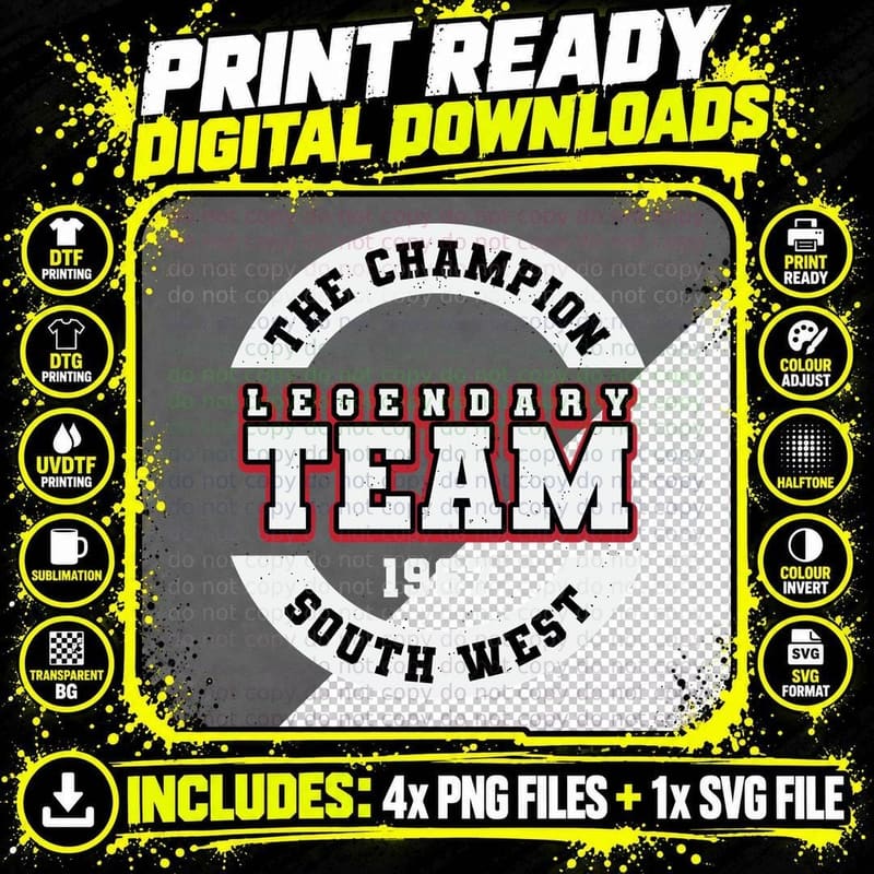 Legendary Team South West the Champion 1967 Circular Png SVG Digital Bundle