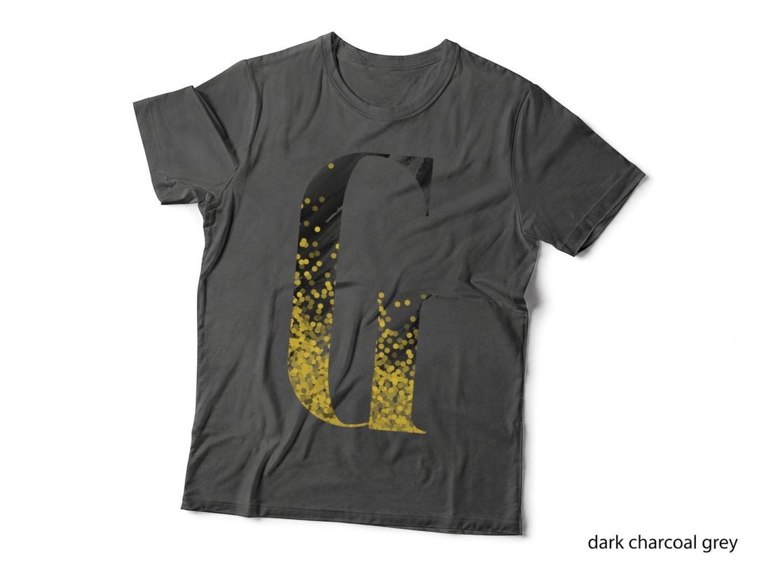 Letter G Halftone Dotted Yellow Black Distressed T-Shirt