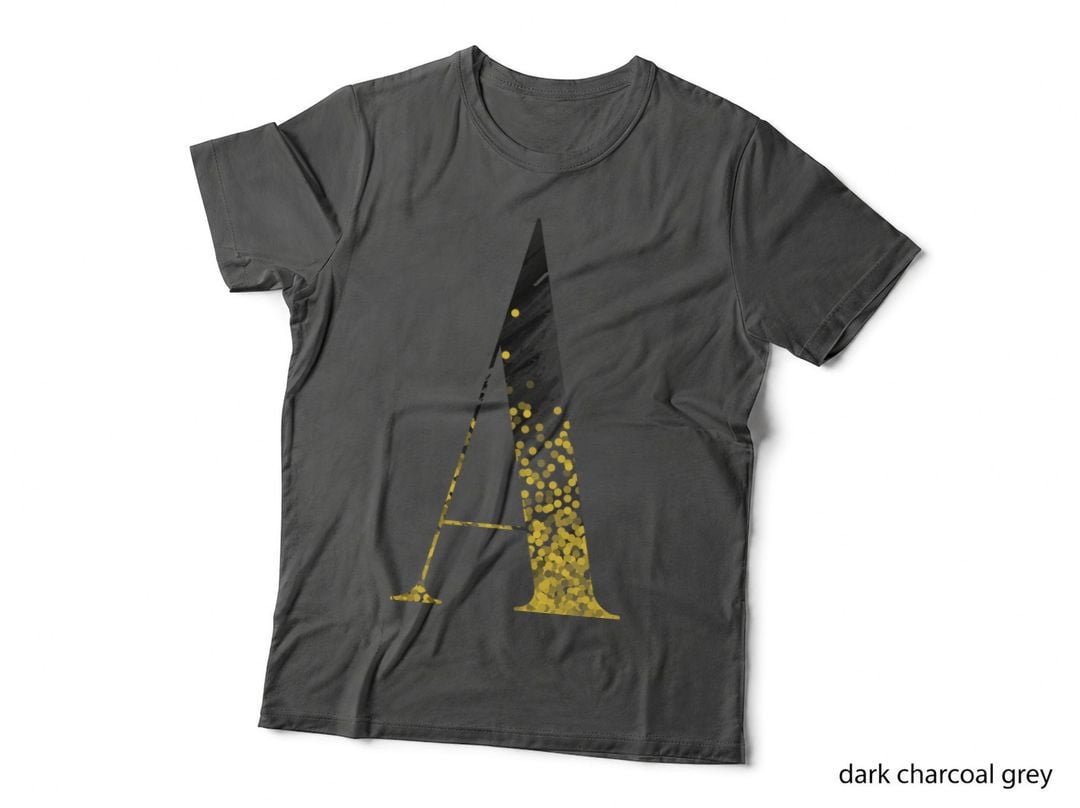Letter a a Halftone Dotted Yellow Black Distressed T-Shirt