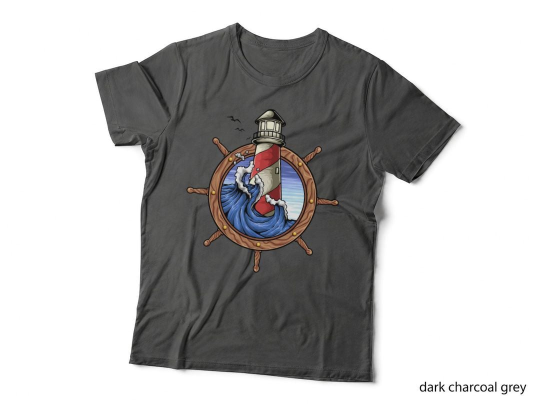 Lighthouse Wheel Nautical Ship Maritime Vintage T-Shirt