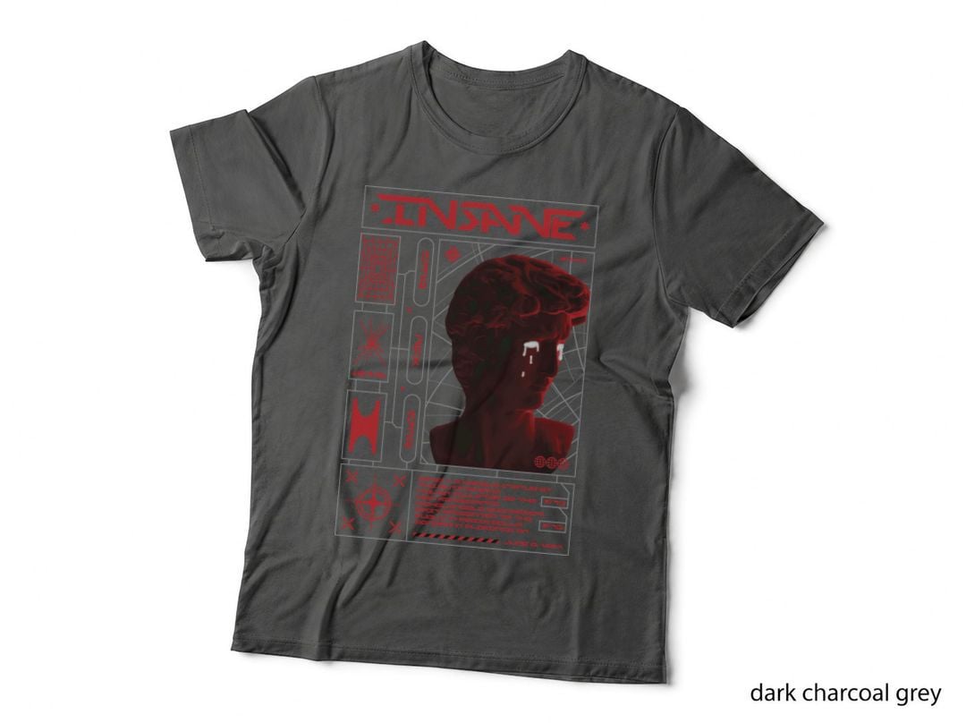 Linsane Head Red Distressed Dark Psychological Theme T-Shirt