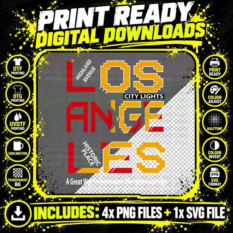 Los Angeles City Lights Ange Historic Bridge a Great Way Png SVG Digital Bundle