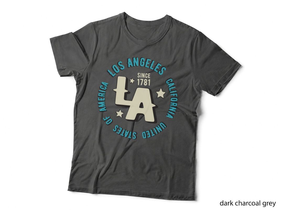 Los Angeles Since 1781 Badge Circular Established Vintage Turquoise T-Shirt