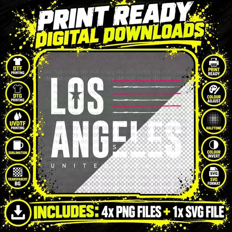Los Angeles Style United States White Striped Vintage Png SVG Digital Bundle