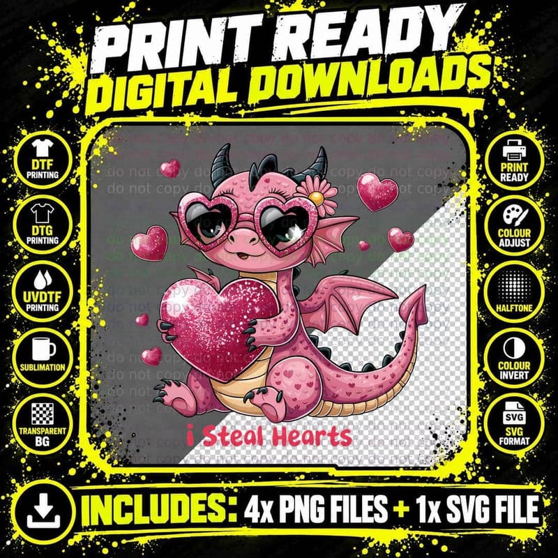 Love Devil I Steal Hearts Retro Pink Demon Heart Stealer Png SVG Digital Bundle