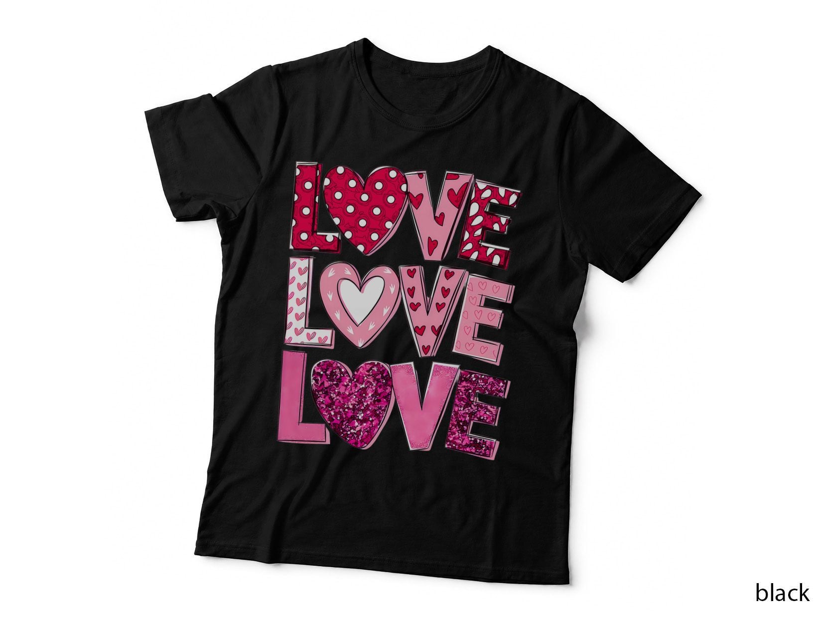 Love Patterned Layered Letters Triple Text Distressed T-Shirt