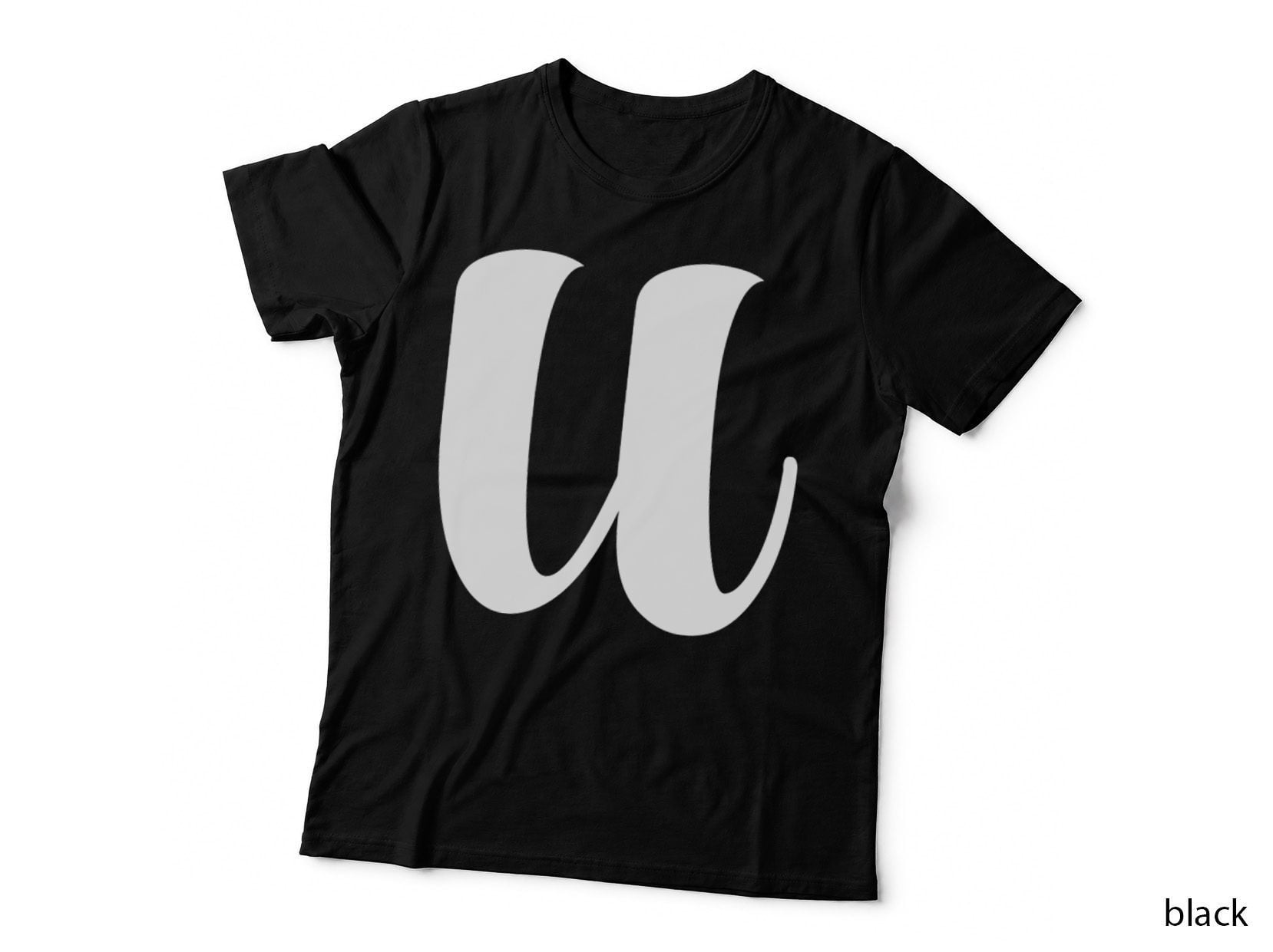 Lowercase U Single Cursive Black Letter Retro Serif Font 02 T-Shirt