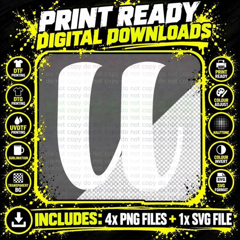 Lowercase U Single Cursive Black Letter Retro Serif Font Png SVG Digital Bundle