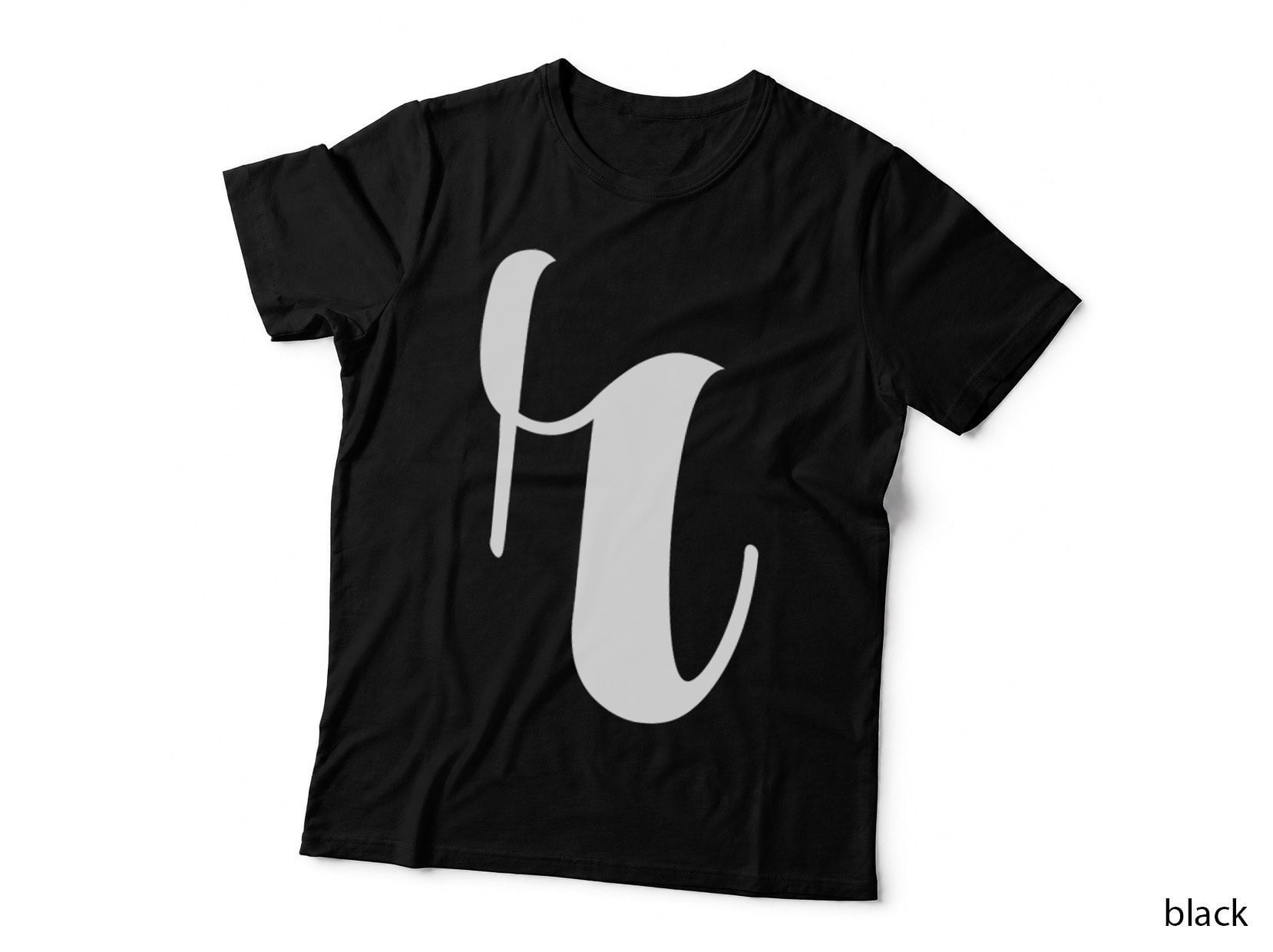Lowercase U Single Cursive Black Letter Retro Serif Font T-Shirt