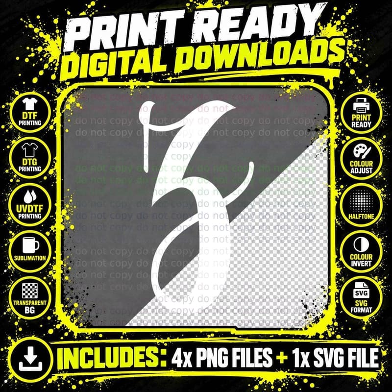 Lowercase Z Single Cursive Black Letter Retro Serif Font Png SVG Digital Bundle