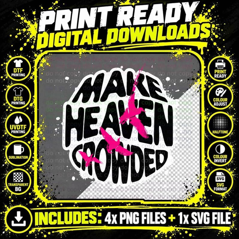 Make Heaven Crowded Vintage Quotes T-Shirt Png SVG Digital Bundle