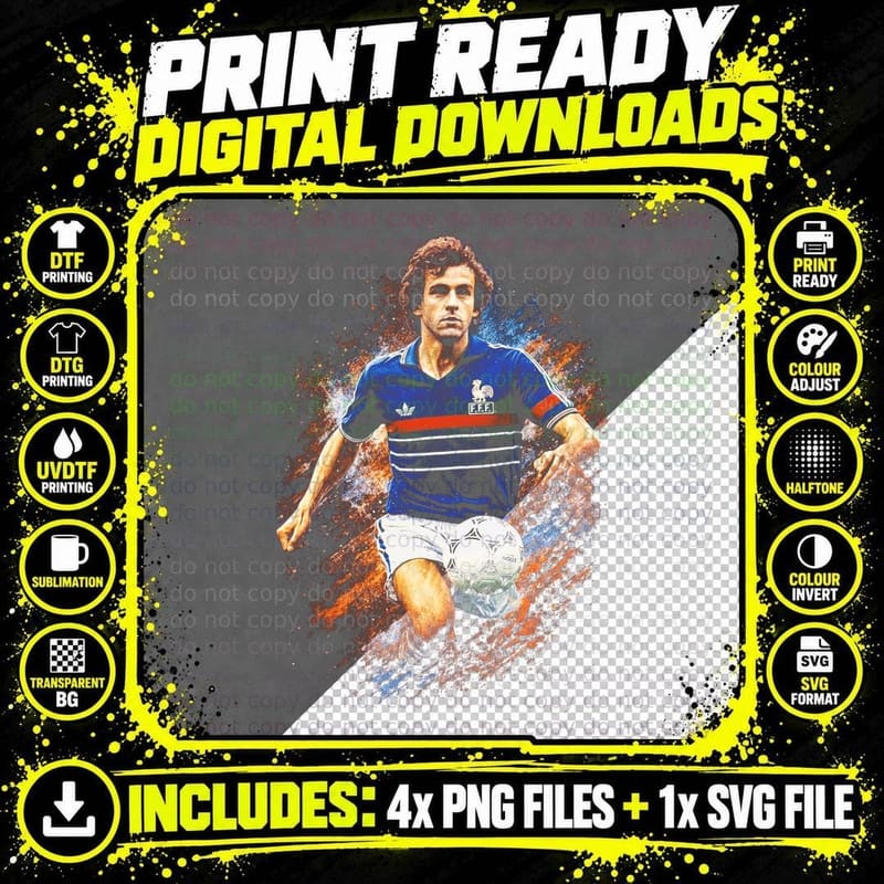 Male France Footballer Vintage Blue Jersey Fff Crest Png SVG Digital Bundle