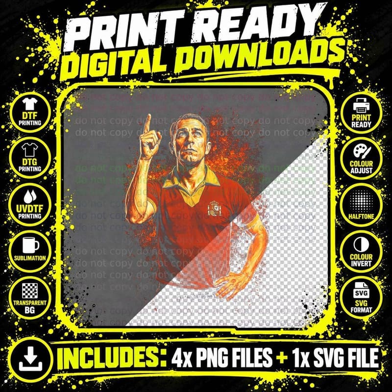 Male Spain Footballer Vintage Maroon Jersey Finger Png SVG Digital Bundle
