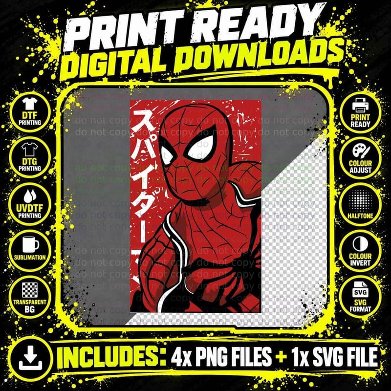 Masked Superhero Portrait Dark Red Distressed Background Png SVG Digital Bundle