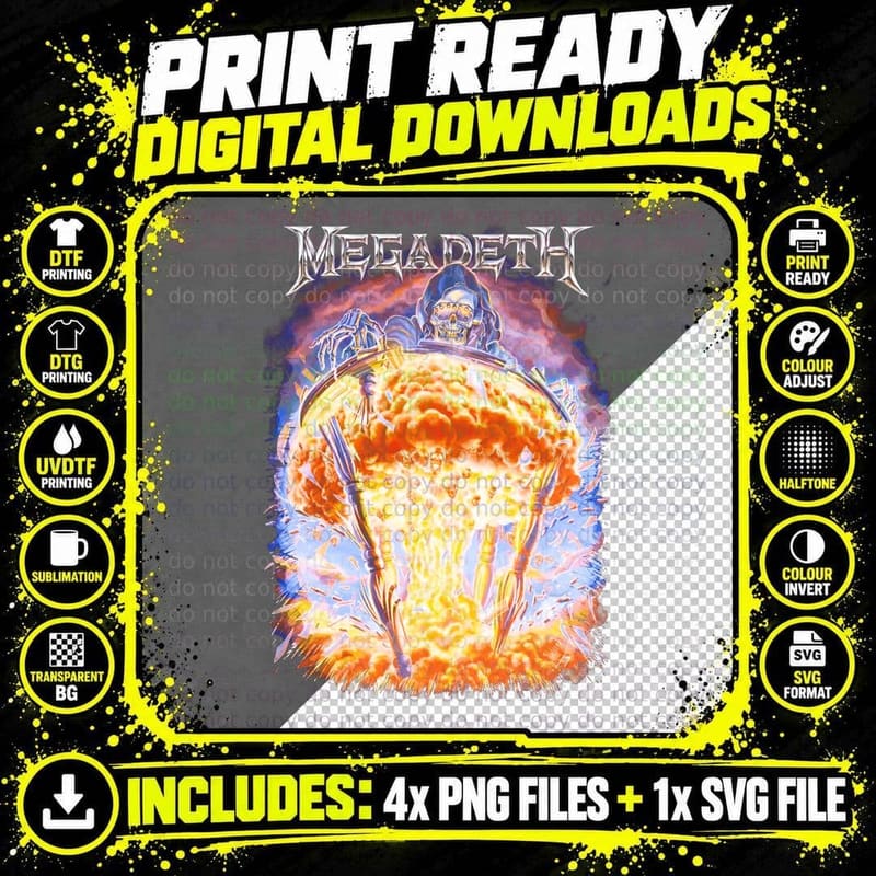 Megadeth Killing Is My Business Bomb Explosion Vintage Png SVG Digital Bundle