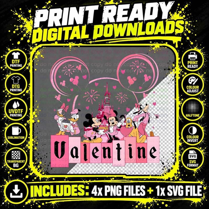 Mickey and Minnie Mouse Classic Couple Sparkles T-Shirt Png SVG Digital Bundle