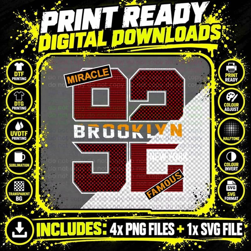 Miracle Brooklyn 39 New York Famous Urban Text Geometric Png SVG Digital Bundle