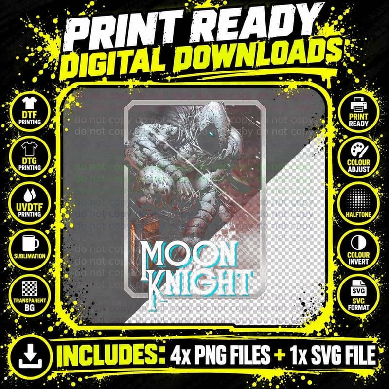Moon Knight Armored Astronaut Space Retro Pale T-Shirt Png SVG Digital Bundle