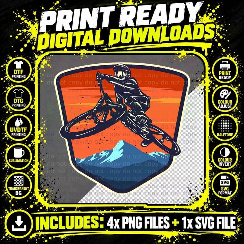 Motocross Shield Jump Badge Retro Sport T-Shirt Png SVG Digital Bundle