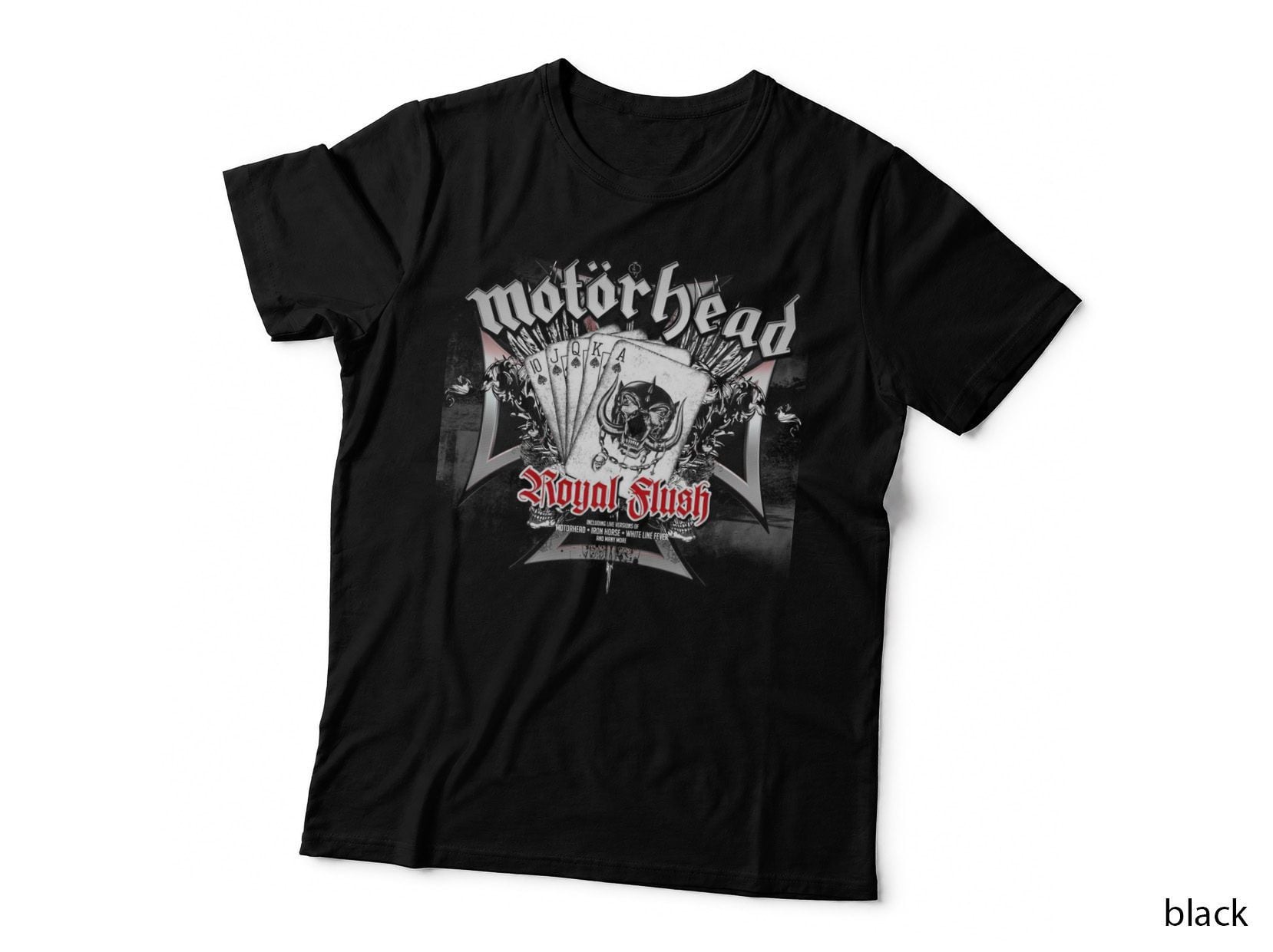 Motörhead Royal Flush White Cards Playing Halftone Classic T-Shirt