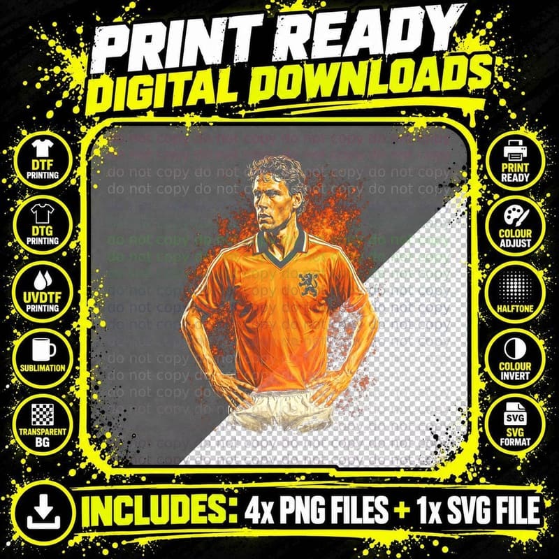Netherlands Footballer Orange Jersey Lion Crest Hands on Png SVG Digital Bundle