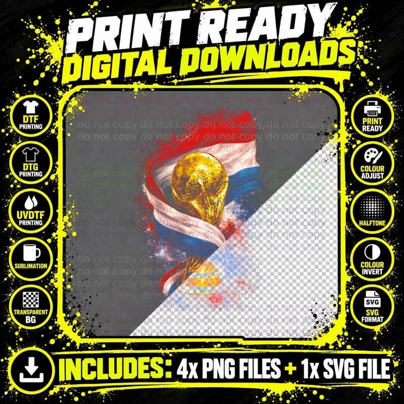 Netherlands World Cup Trophy Wrapped in Classic Red Png SVG Digital Bundle