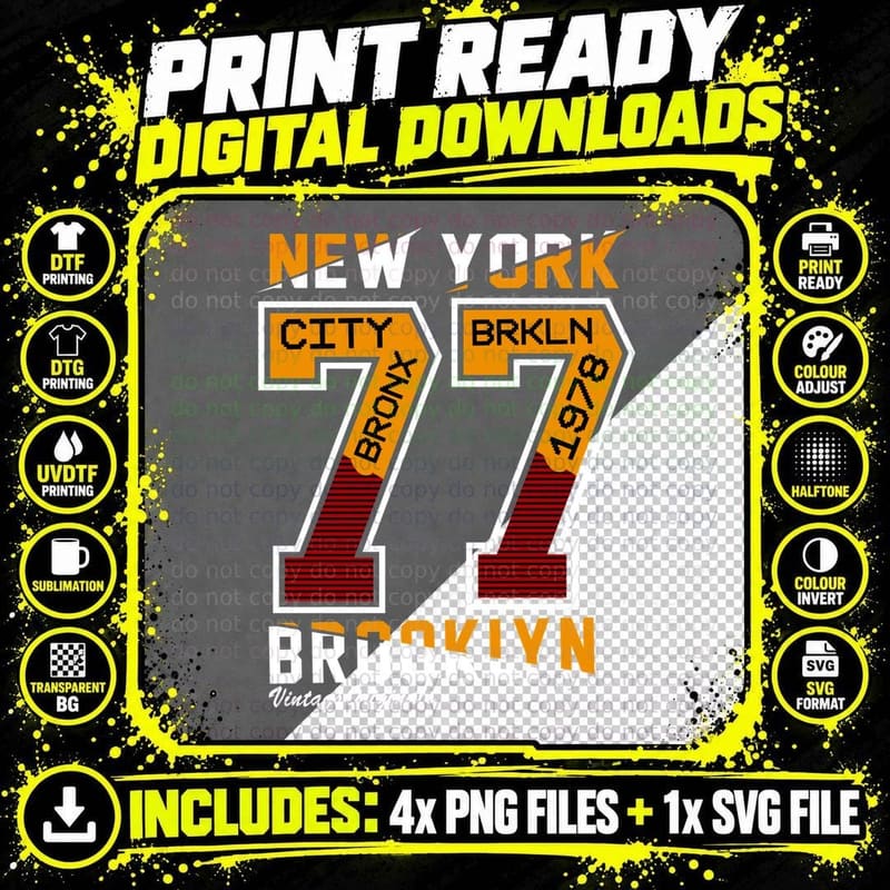 New York City Brkln 1973 Brooklyn Geometric Striped Png SVG Digital Bundle