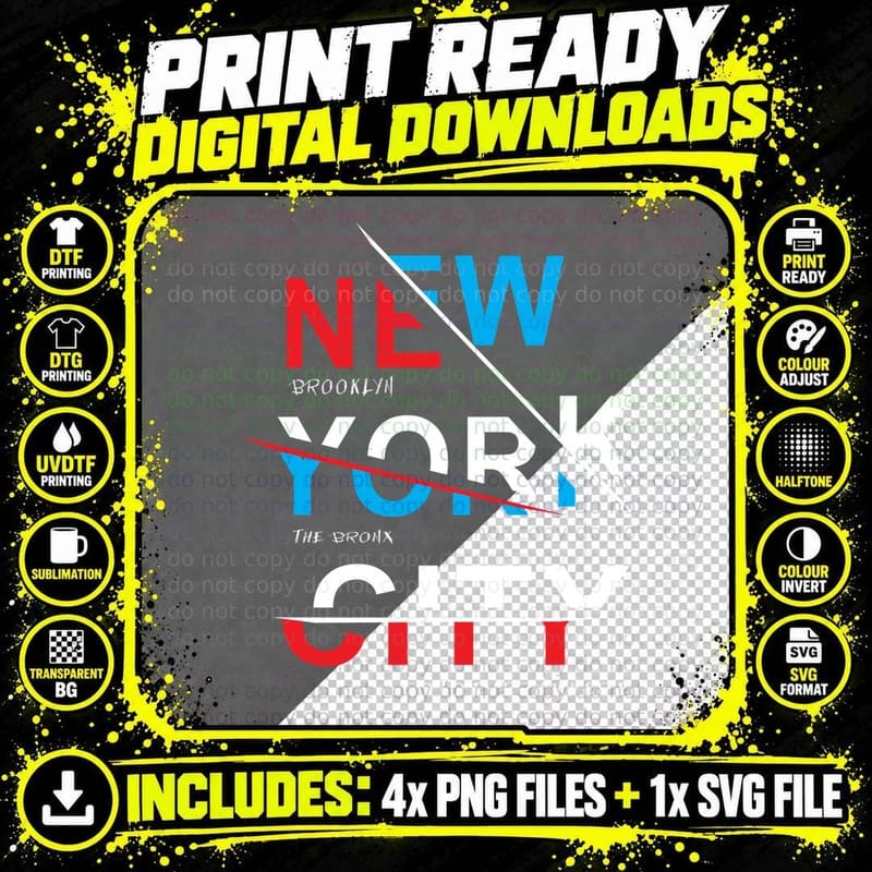 New York City Brooklyn Tory the Bronx Geometric Text Png SVG Digital Bundle