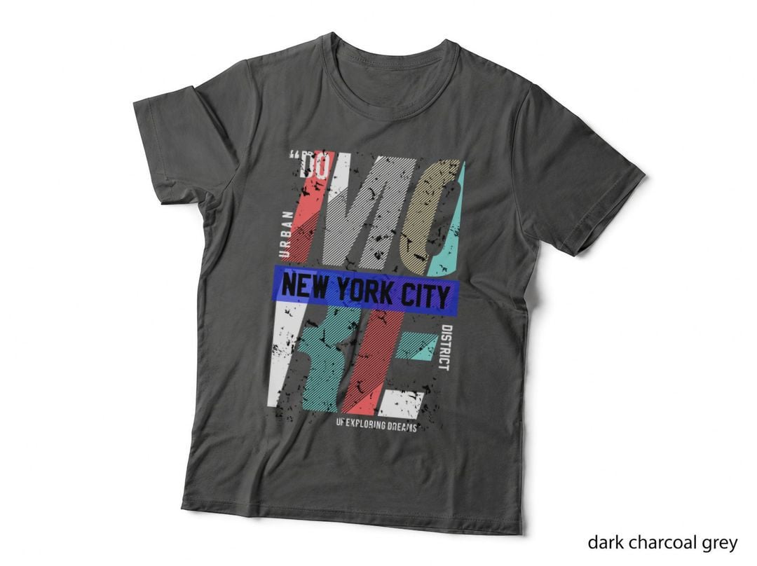 New York City Map District Unexolding Dreams Red White Cyan Distressed T-Shirt