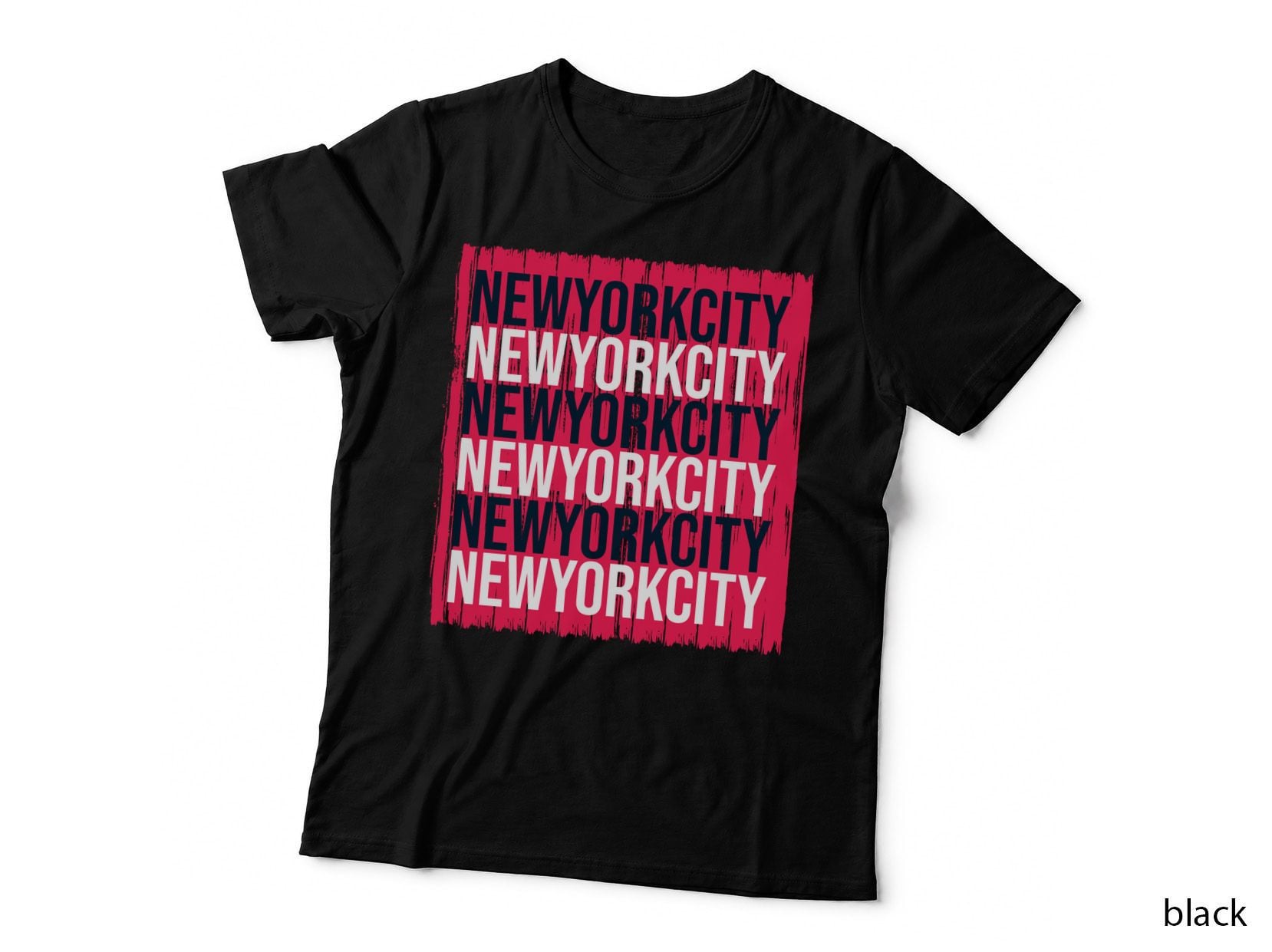 New York City Newyorkcity Pink Magenta Repeat Pattern Distressed T-Shirt
