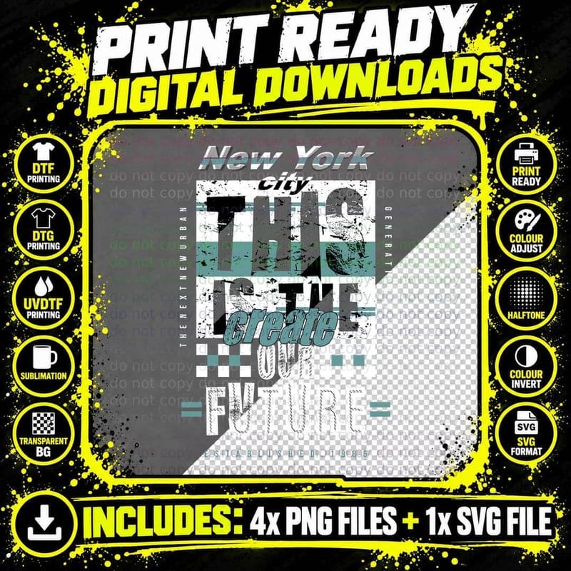 New York City This the Future Establishing Glitch Urban Png SVG Digital Bundle