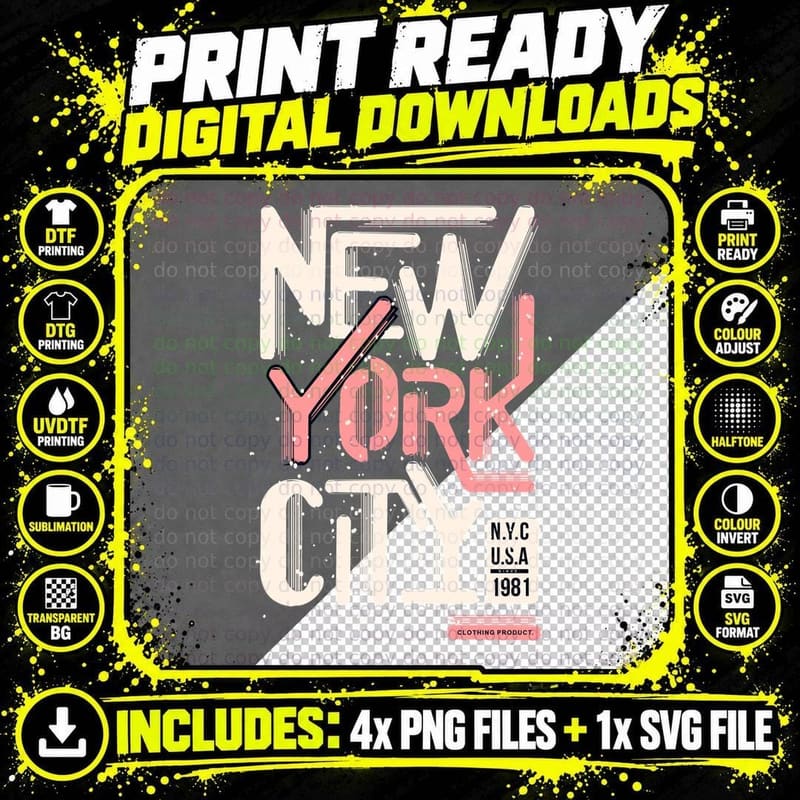 New York City Vintage N.y.c U.s.a 1981 Clothing Product Png SVG Digital Bundle