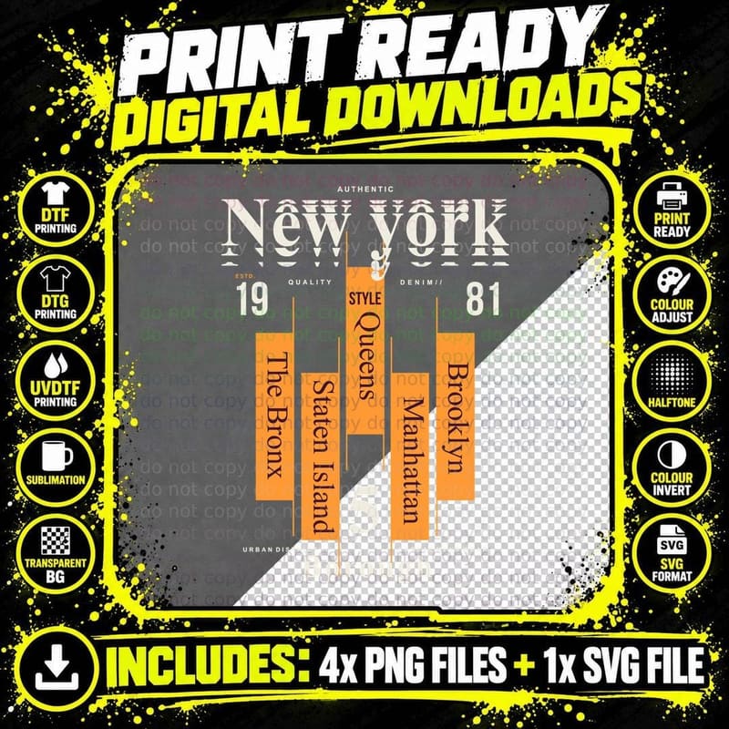 New York Skaters Authentic 19 81 Quality Denim Style the Png SVG Digital Bundle
