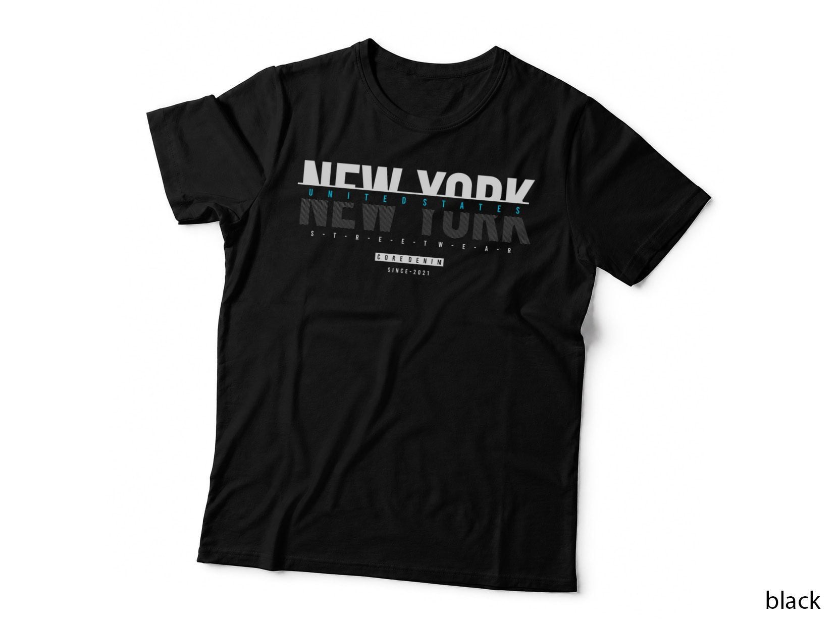 New York Streetwear United States Since 2021 Distressed Text Design T-Shirt