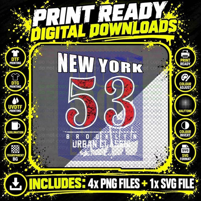 New York Urban 53 Brooklyn Classic Leon City Retro Png SVG Digital Bundle