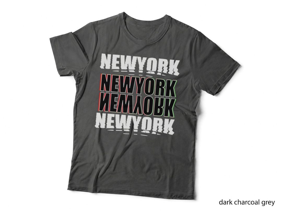Newyork Memaobk Bold Overlapping Text Distressed Style T-Shirt