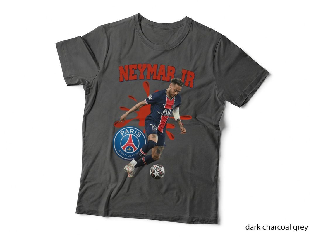 Neymar Jr Psg Footballer Dark Jersey Red Dynamic Splash Retro T-Shirt