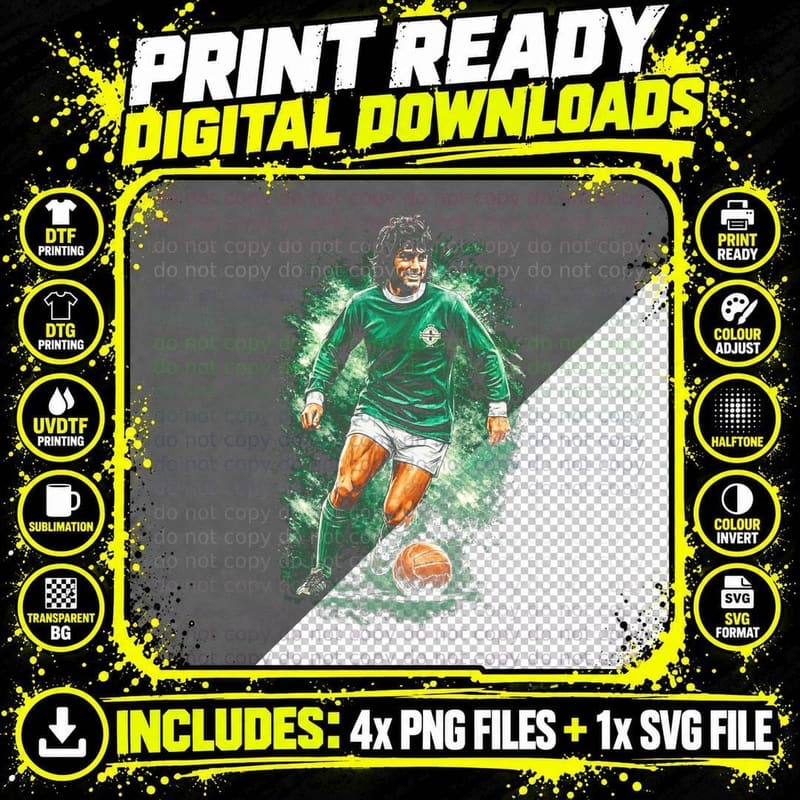 Northern Ireland Footballer Green Long-Sleeve Jersey Png SVG Digital Bundle