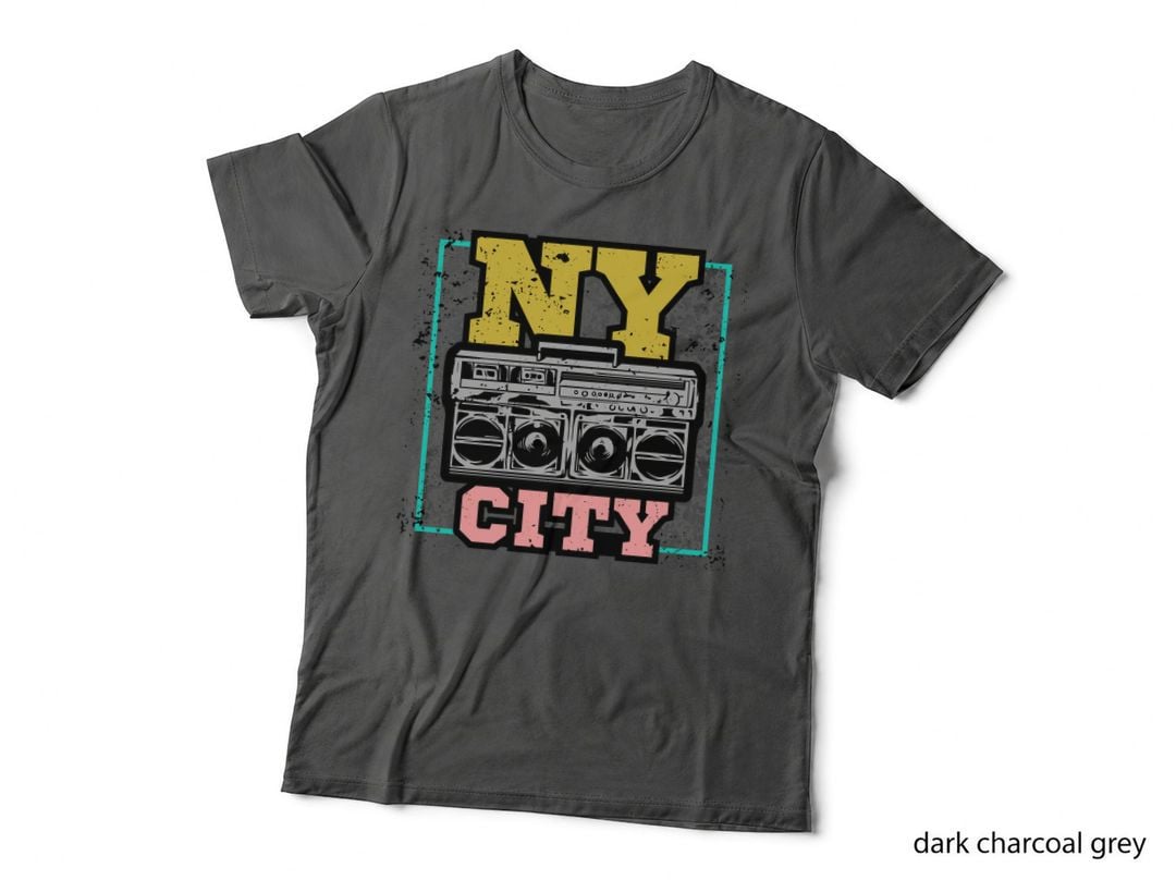 Ny City Boombox Yellow Pink Stereo Music Retro Hip-Hop T-Shirt