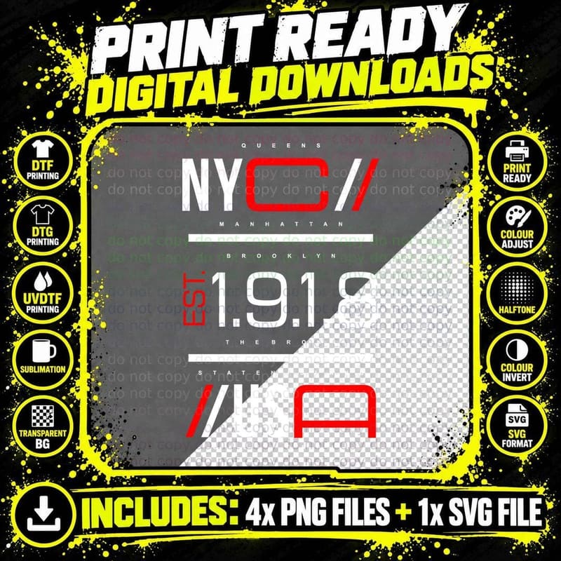 Nyc Locations Queens Manhattan Brooklyn Est 1.9.1.8 the Png SVG Digital Bundle