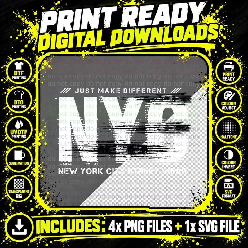 Nyc Street Wear Just Make Different New York City Png SVG Digital Bundle