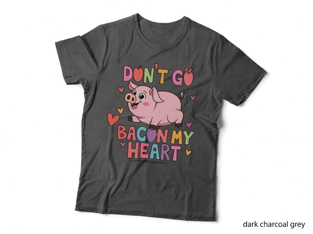 Pig Don't Go Bacon My Heart Food Pun Animal Retro T-Shirt