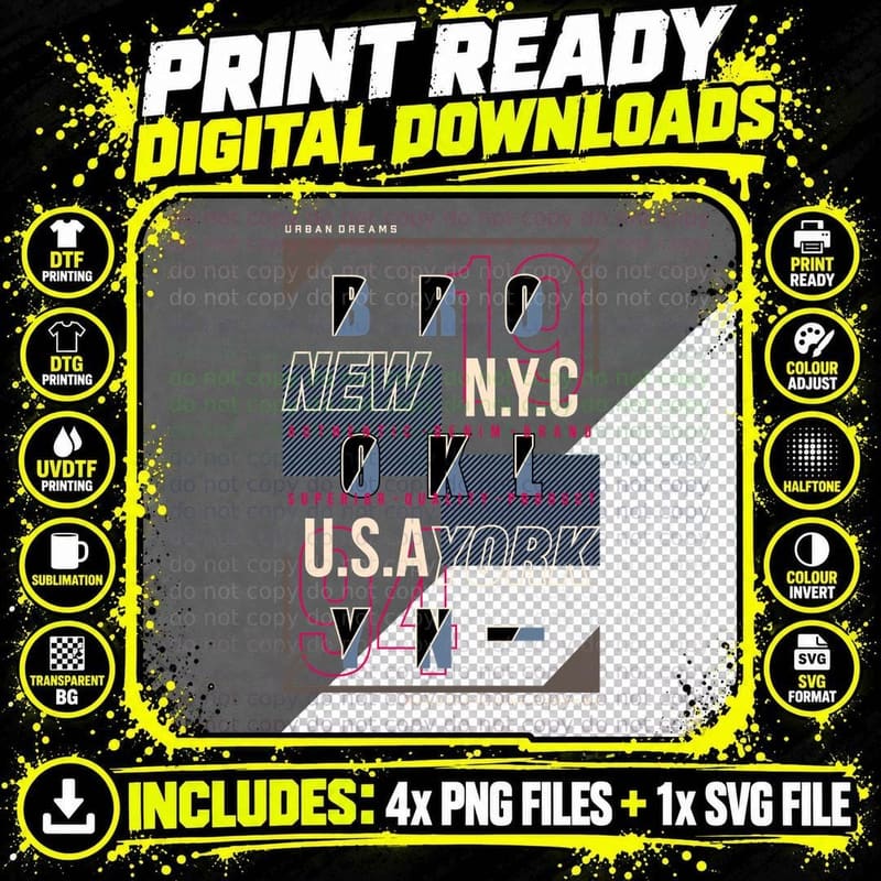 Pro New N.y.c Brand U.s.a York Mixed Fonts Industrial Png SVG Digital Bundle